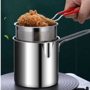وعاء قلي عميق ستانلس ستيل مع سلة ومصفاة زيت – متعدد الاستخدامات للمطابخ العصرية
